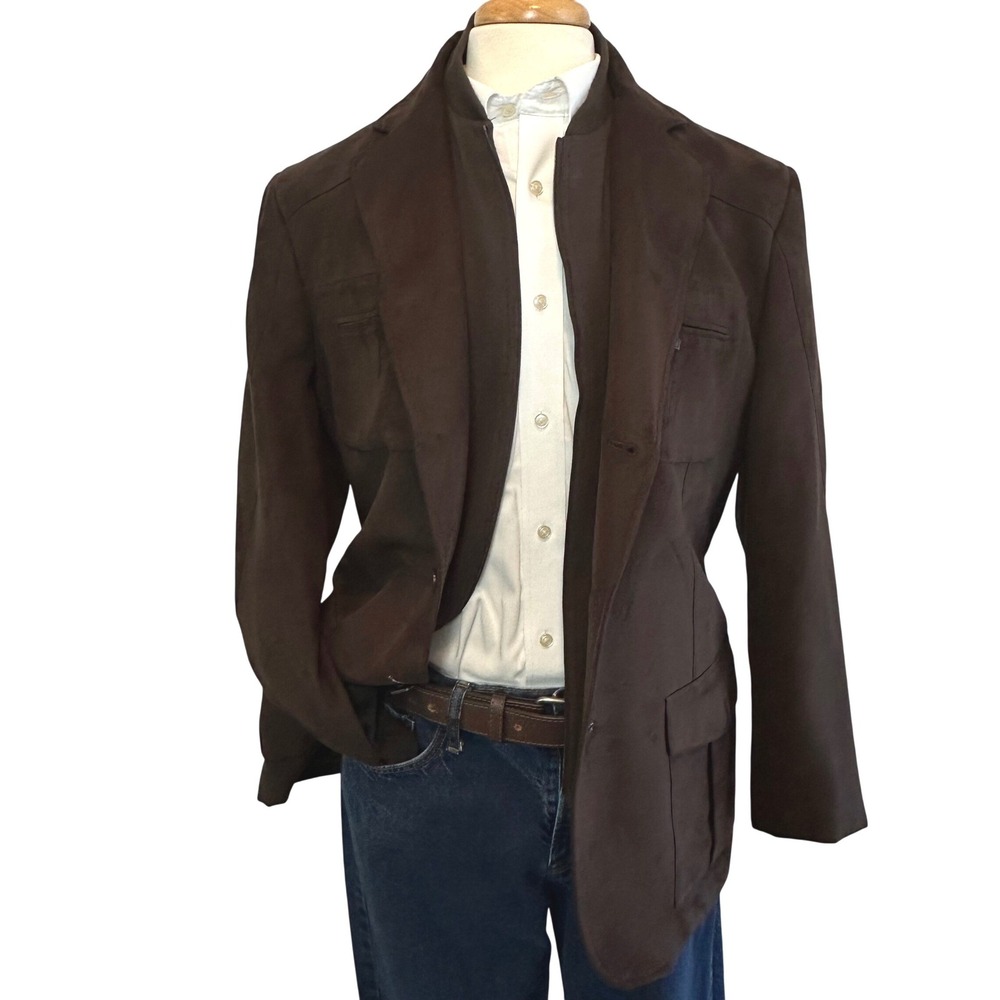 Tasso Elba Field Jacket Mens XL Brown Excellent Faux Suede Removable Bib Layered